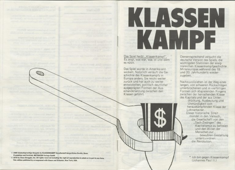 Titelseite der SPielanleitung für "Klassenkampf"
