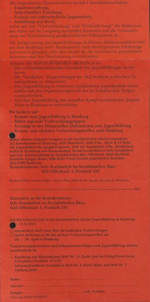 Flugblatt der Sozialistischen Aktion zum 5. Deutschen Jugendhilfetag, Seite 2