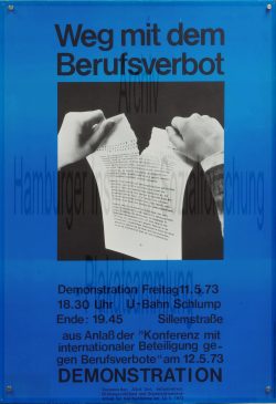 Aufruf zur Demonstration in Hamburg, 1973. Entwurf: Demokratische Grafik Hamburg