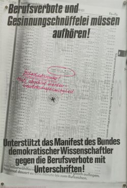 Mobilisierung für Unterschriftenliste, 1974. Entwurf: Demokratische Grafik Hamburg